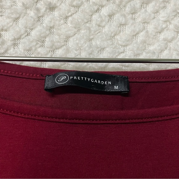 Pretty Garden Womens Dress Fitted Style Chic Burgundy Mini Dress Pockets Medium - Picture 3 of 7